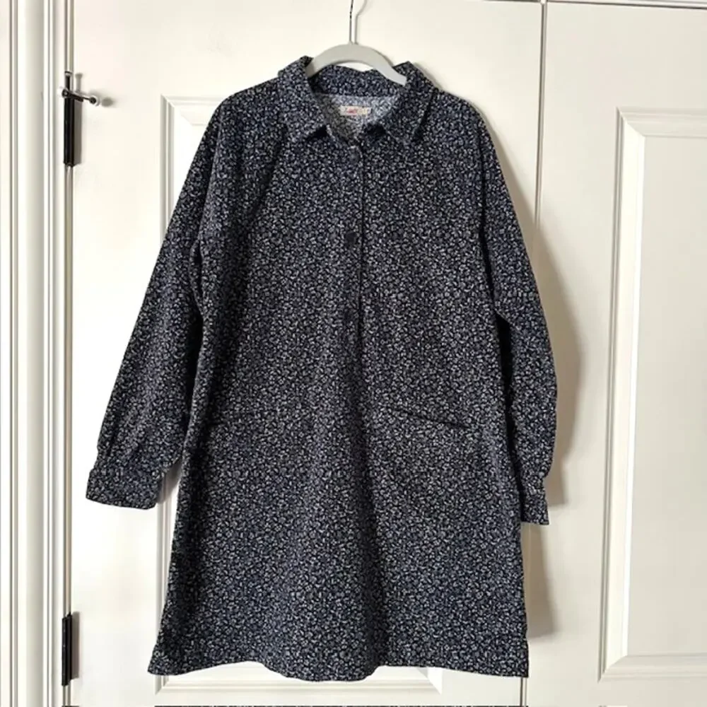 Faherty Lyon Cord Mini Dress Organic Cotton Blend Size: M Color: Riverton Floral - Picture 2 of 10